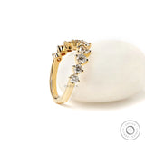 14k yellow gold round moissanite chevron stacking band 