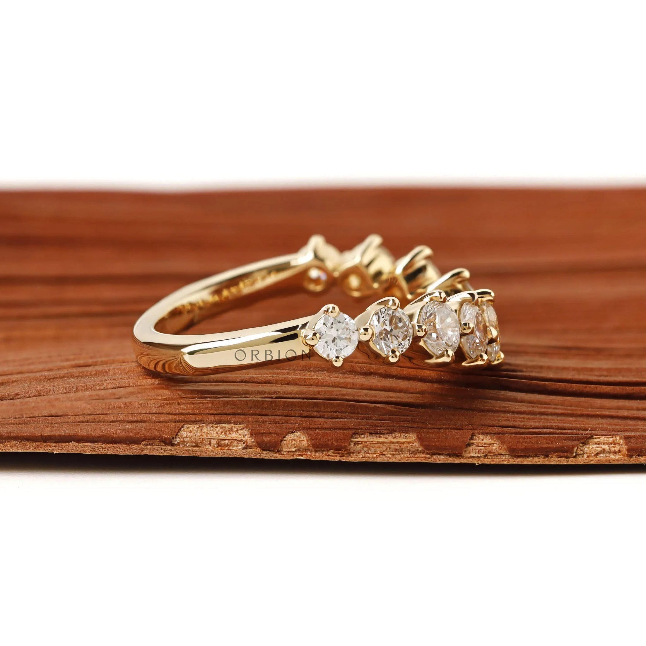Gold wishbone ring with sparkling round lab diamonds