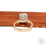 Back view dual tone elongated cushion hidden halo ring