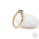 Blue green moissanite bezel ring elegant minimalist engagement ring
