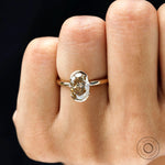 2 ct oval champagne moissanite floating bezel solitaire ring