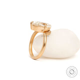 Old Mine Cut Pear Light Champagne Moissanite Bypass Engagement Ring 18k Yellow Gold With Brushed Matte Finish Antique Color Moissanite Ring