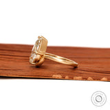 Old Mine Cut Pear Light Champagne Moissanite Bypass Engagement Ring 18k Yellow Gold With Brushed Matte Finish Antique Color Moissanite Ring