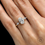 Three Stone Oval Lab Diamond Moissanite Engagement Ring 10k 14k 18k Yellow Gold Kite Cut Side Stones Double Prong Trilogy Oval Travel Ring