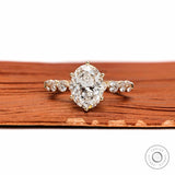 Oval Cut Lab Grown Diamond Engagement Ring 18k Yellow Gold Shared Prong Set Band Solitaire Ring With Side Stones Moissanite Promise Ring