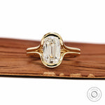 Floating Split Shank Elongated Cushion Lab Diamond Ring in 18K Yellow Gold
