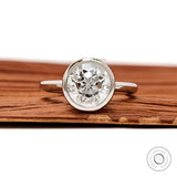 Floating Style Bezel Set Round Star Cut Lab Grown Diamond Engagement Ring 2.5 Ct Solitaire 10k 14k 18k White Gold Proposal Promise Ring