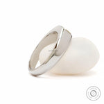Rear angled view showing smooth tapered platinum signet band structure.