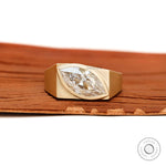 Marquise moissanite signet ring in 10k yellow gold
