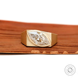 Marquise moissanite signet ring in 10k yellow gold