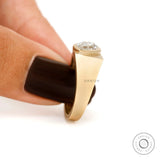 Sculpted band marquise moissanite signet ring