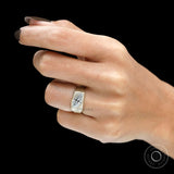 Front view of marquise cut moissanite signet ring
