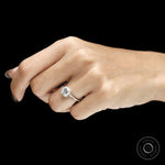 Cushion cut lab diamond promise ring for women with cathedral setting and hidden halo details 