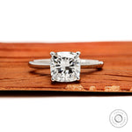 Cushion cut lab grown diamond engagement ring platinum