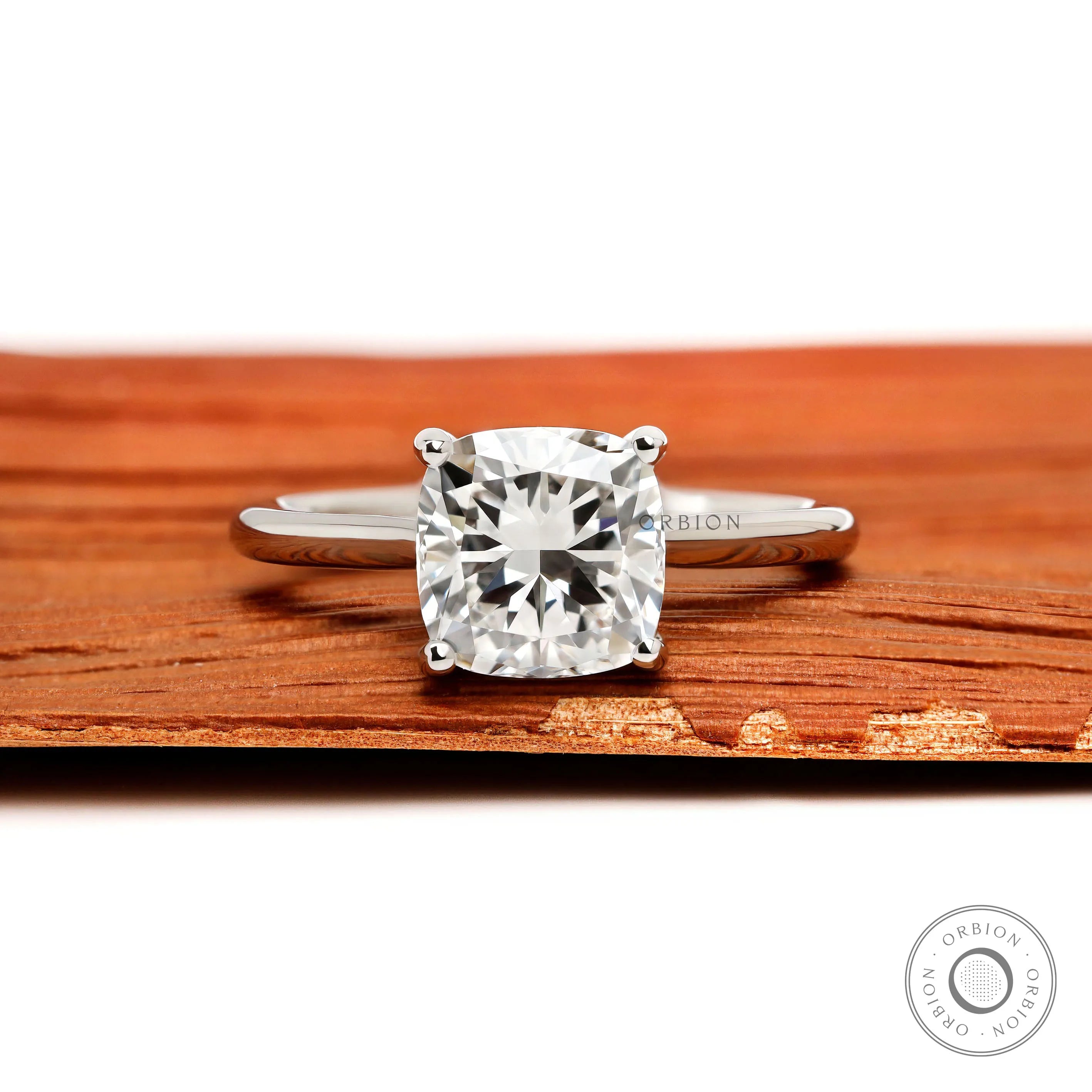 Cushion cut lab grown diamond engagement ring platinum
