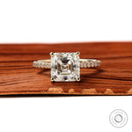 Asscher cut hidden halo engagement ring in 10K yellow gold