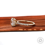 Hidden halo Asscher cut diamond ring side profile