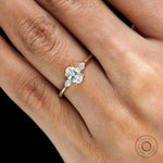 3 stone oval and pear moissanite or lab diamond promise ring