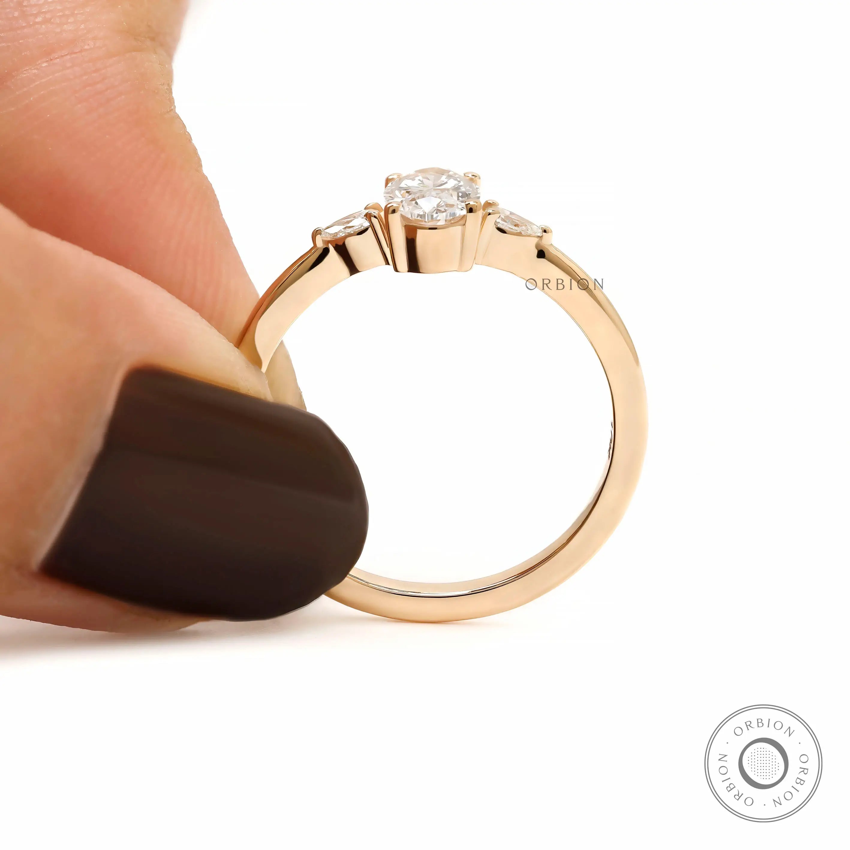 Fine oval pear diamond ring handcrafted in 10k gold