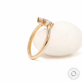 Glossy 10k yellow gold marquise trilogy  engagement ring