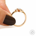Yellow gold three stone ring delicate prong setting