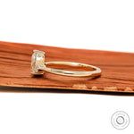 Lab diamond pear three stone ring thin band design