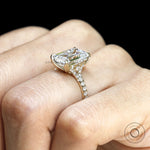 Yellow gold emerald cut solitaire ring, 4.5 ct moissanite or lab diamond statement