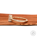 Minimalist three stone women’s ring polished yellow gold