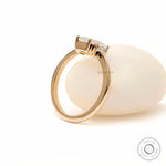 Bar set baguette side stone engagement ring slim band