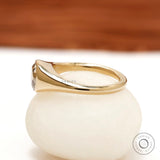 Old european cut champagne moissanite signet ring polished gold band