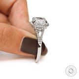 Detailed view of pave diamonds along split shank band