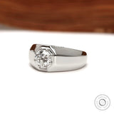 Side view of men’s platinum multi prong diamond ring