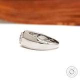 Men’s lab grown diamond ring showing tapered shank profile