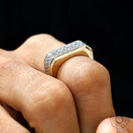 Round lab diamond pavé men’s signet ring