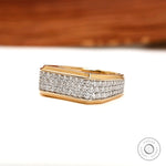 Men’s chunky lab diamond pavé ring in 10K yellow gold front view