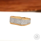 Men’s chunky lab diamond pavé ring in 10K yellow gold front view