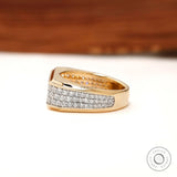 Side profile of chunky men’s wedding band with tapered shank