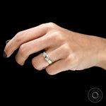 East west moval signet ring with old mine cut lab diamond