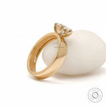 Glossy yellow gold signet engagement ring for women