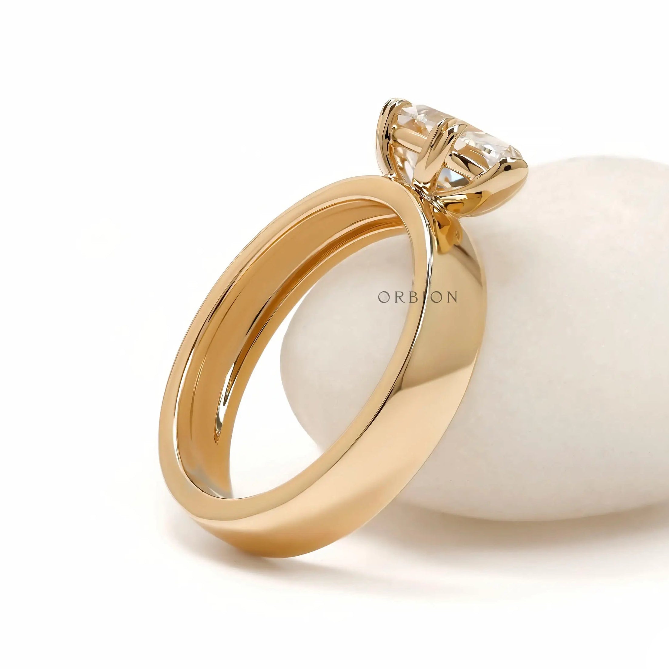 Glossy yellow gold signet engagement ring for women