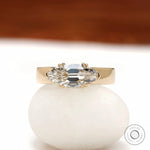 Close up of old mine cut moval lab diamond engagement ring