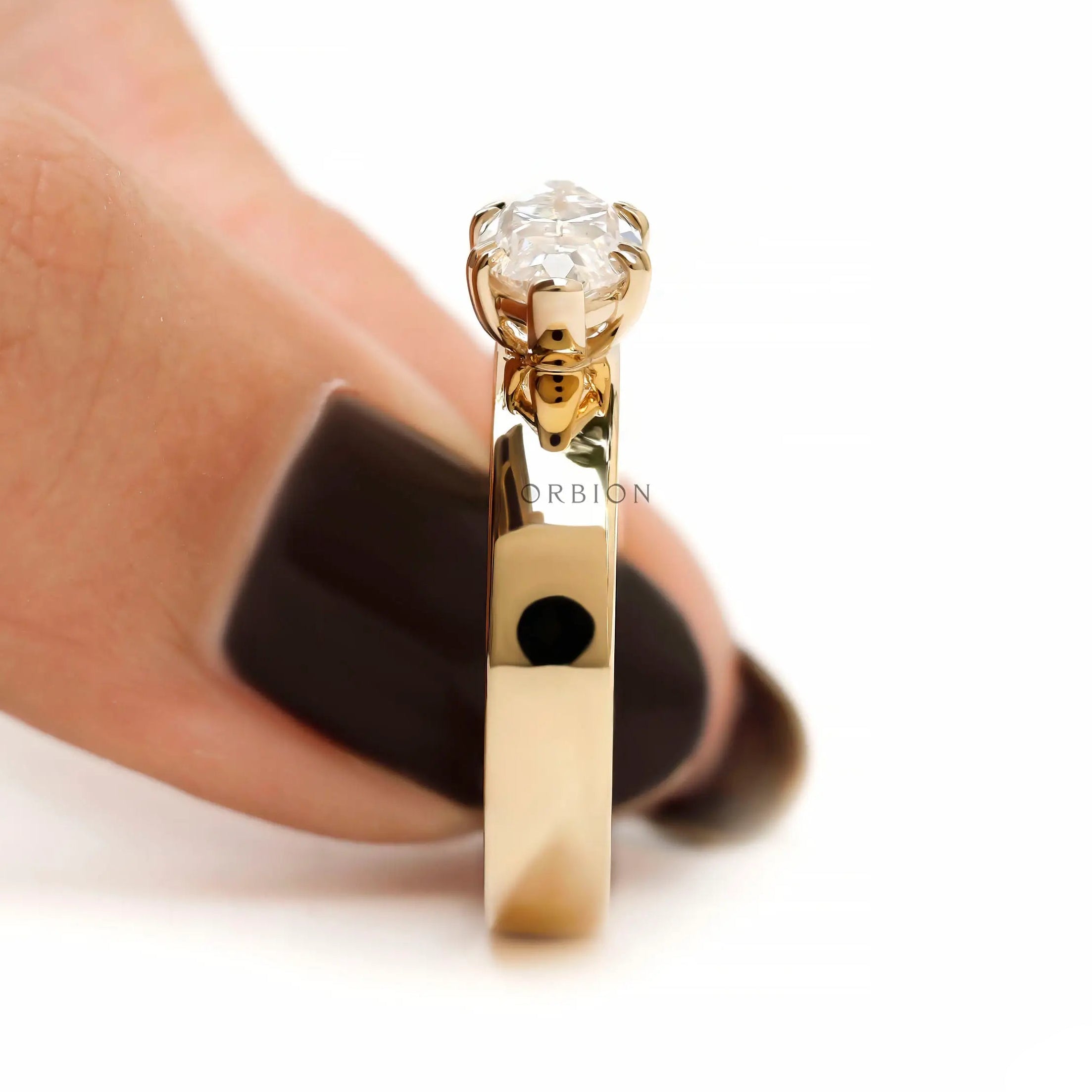 Statement signet engagement ring with thick gold band