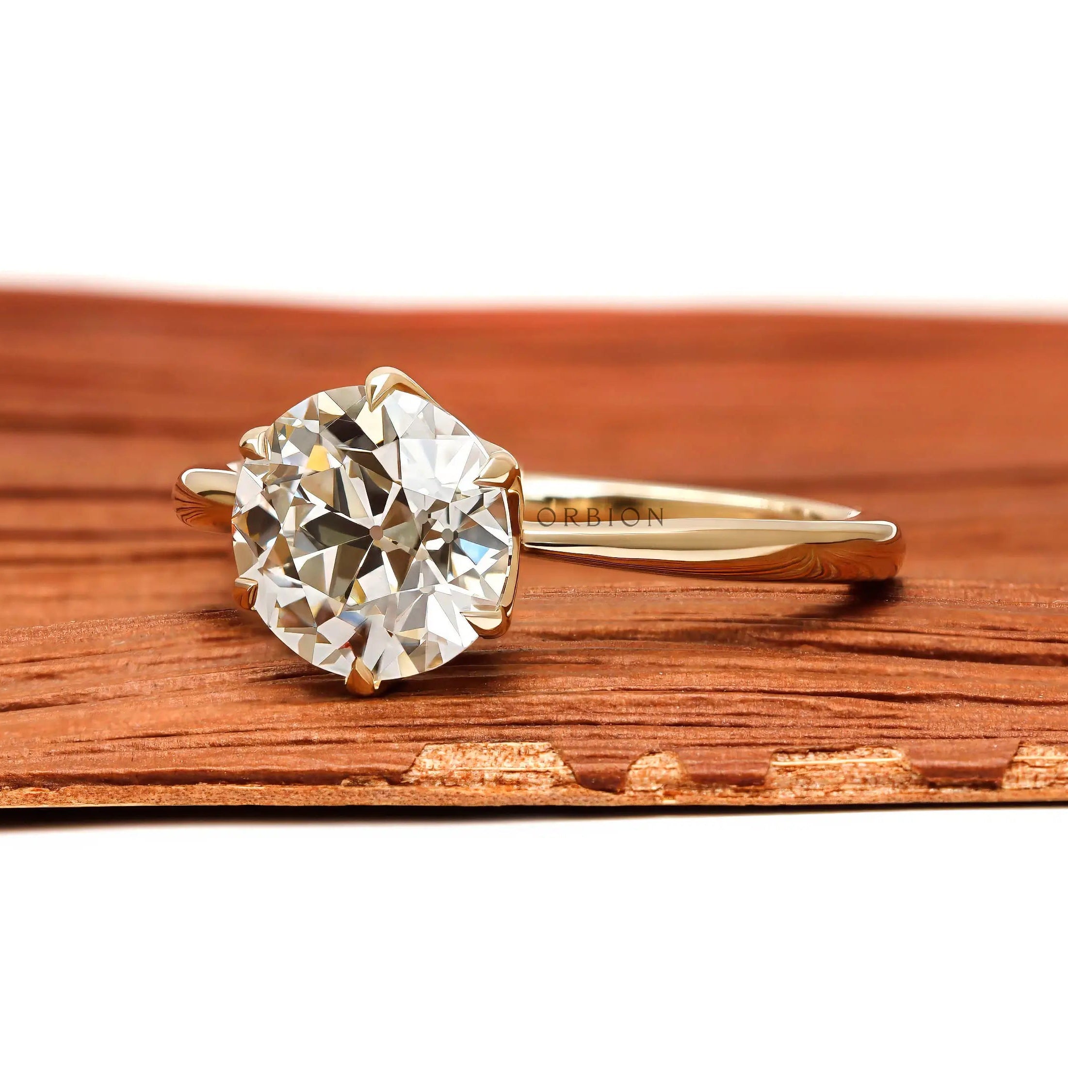 2 ct old European cut moissanite engagement ring side profile