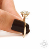Round elongated old european cut diamond ring hand shot