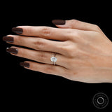 Modern hidden halo oval ring in 14K white gold