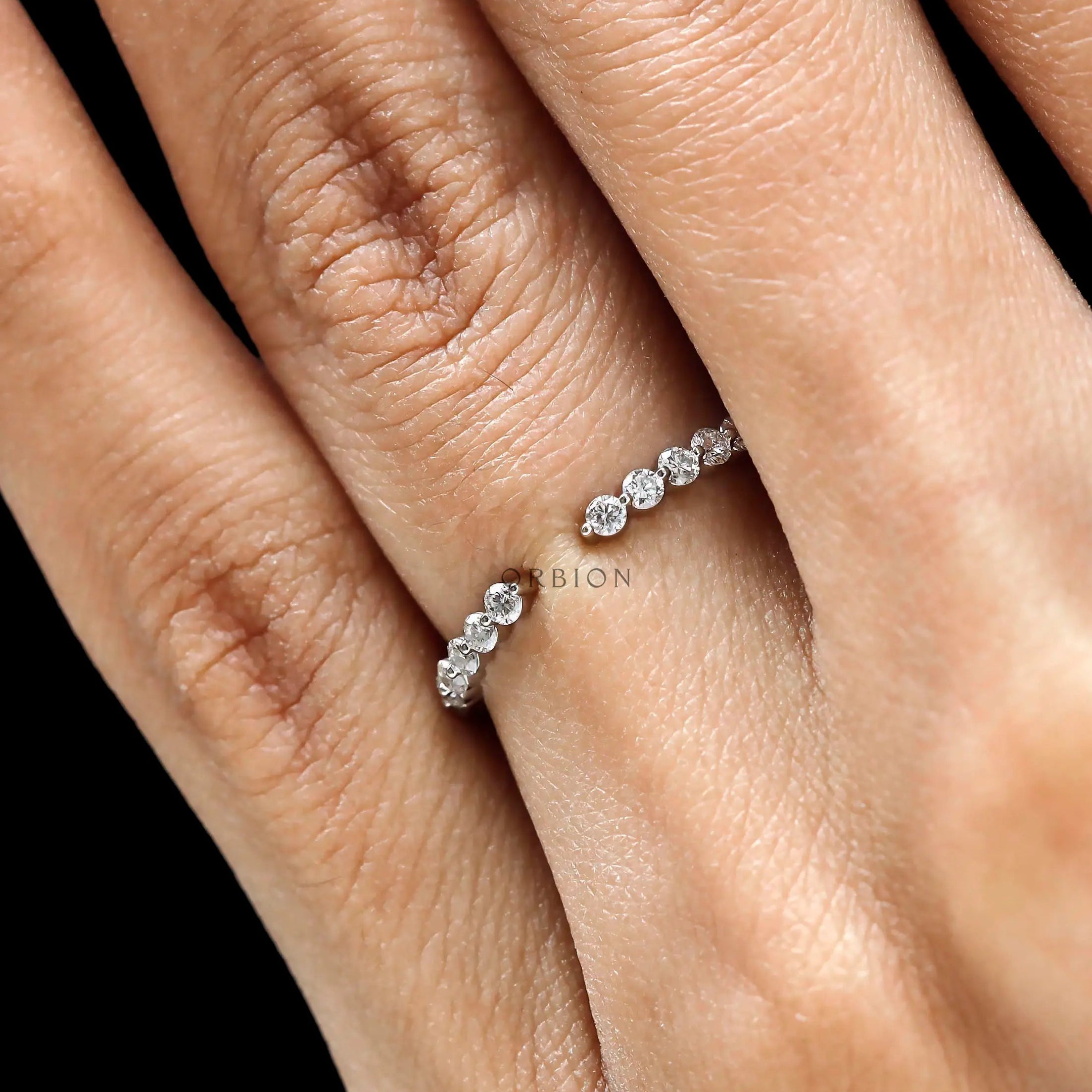 Stackable open cuff anniversary ring
