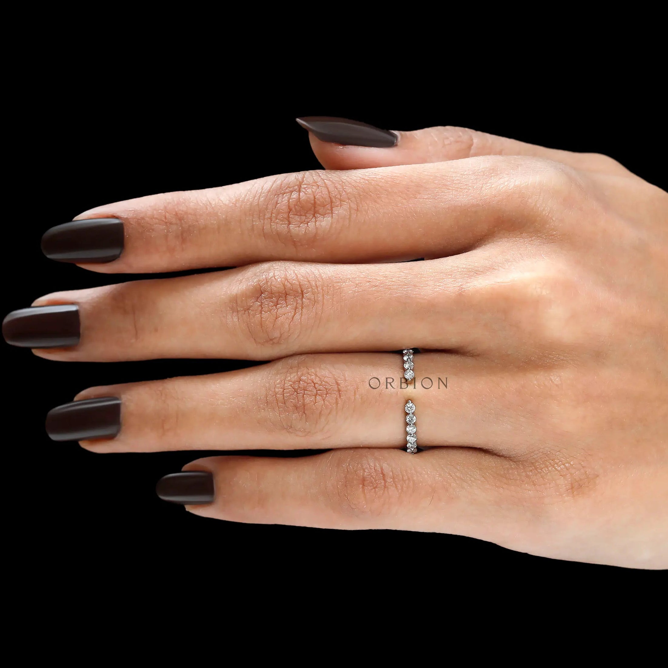 Bubble diamond ring worn on hand