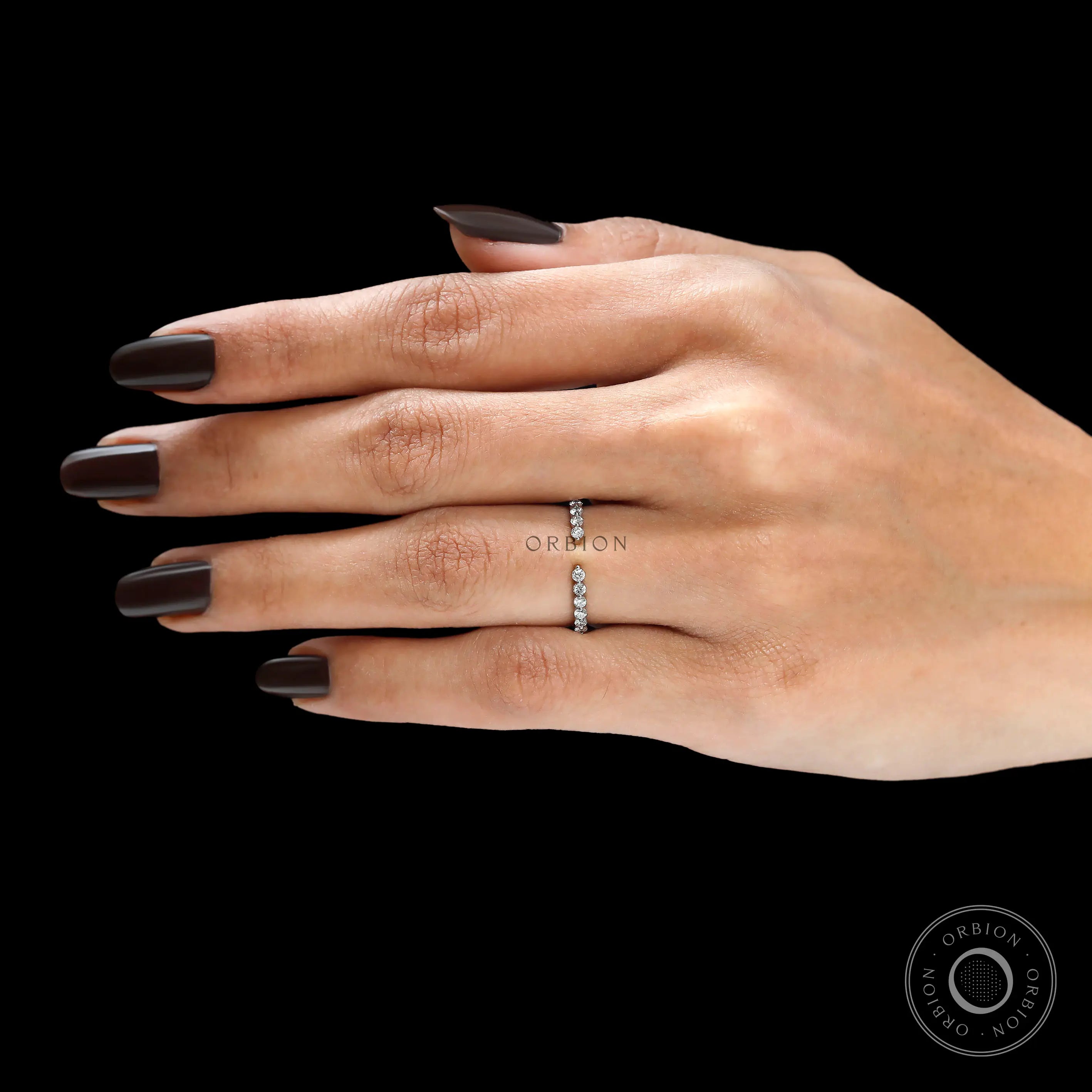Bubble diamond ring worn on hand