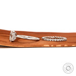 Open cuff lab diamond wedding band with oval solitaire