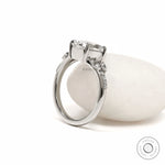 Lab grown pear-shaped diamond engagement ring with platinum split shank